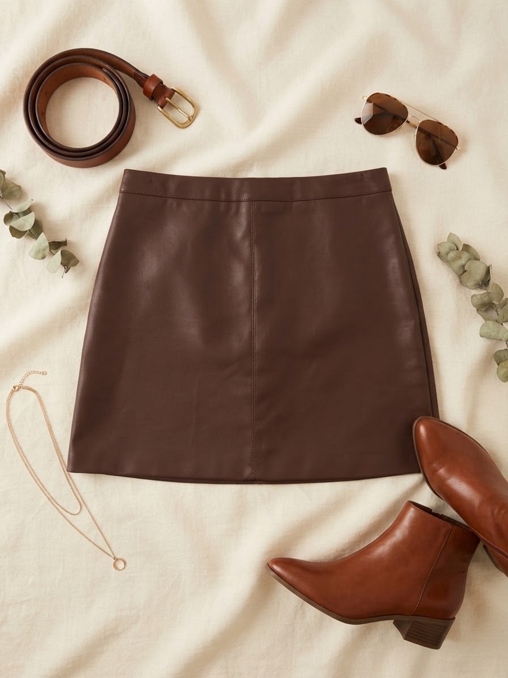 Altar'd State Chocolate Brown Faux Leather Mini Skirt